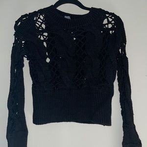 Nasty Gal Cutout Black Crop Sweater
